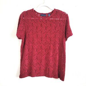 Vintage Karen Scott Women’s  Red Lace  Top Blouse Size M EUC